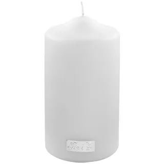 Fink - Candle/Stumpenkerze/Kerze - metallic weiß - getaucht - Höhe 15 cm - Ø 8 cm