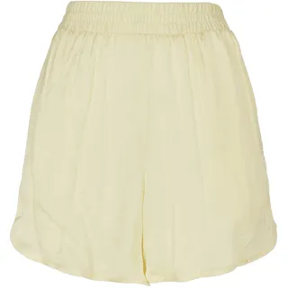 Shorts URBAN CLASSICS "Urban Classics Damen Ladies Viscose Satin Resort Shorts", Damen, Gr. S, US-Größen, softgelb, 100% Viskose, unifarben, relaxed fit, Hosen Shorts