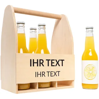 Creative Deco Flaschenträger Holz für 6 Bierflaschen | Personalisierte Geschenke Wunschtext Individuelles Geschenk | Bierträger Flaschenhalter | Männerhandtasche Geschenkbox für Männer