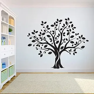QIANGTOU Baum Wandtattoo Aufkleber Schlafzimmer Baum des Lebens Wurzeln Vögel fliegen Weg Wohnkultur großer Baum Wandaufkleber 50x42cm