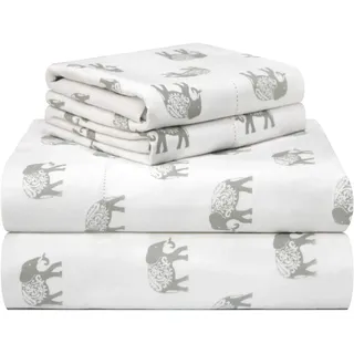 pointehaven 180 g/m2, samtiges Gefühl, luxuriöses Baumwollflanell-Bettwäsche-Set, Queen-Size-Bett, Elefant