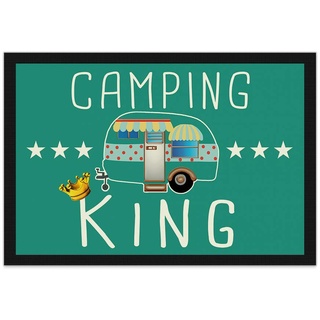 Print Royal Camping Fußmatte mit lustigem Spruch - Camping King - Geschenkidee/Camping Zubehör/Campingmatte/Vorzeltteppich - 60 x 40 cm