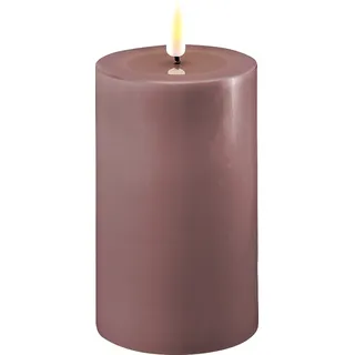 Deluxe Homeart LED Stumpenkerze Real Flame lila, Ø7,5 x H12,5cm, lila
