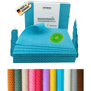 Wachsmann Bienenprodukte Bastelnaturmaterial Bienenwachsplatten, 20 x 15 cm, 20 Stück, 100% echtes Bienenwachs blau