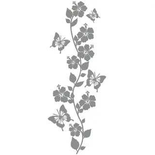 Samunshi® Blumenranke Wandtattoo lang 19 x 50cm mittelgrau