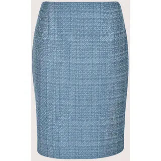 Bleistiftrock MADELEINE "Bouclérock Bleistiftrock in Tweed-Optik", Damen, Gr. 48, blau (rauchblau), Obermaterial: 80% Polyester PES. 20% Wolle mw., Modern, figurbetont, Röcke Bleistiftrock, Kurzer Tweedrock