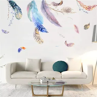 SWECOMZE Große Feder kreative wandsticker,Nordic Wandsticker Feder Wandaufkleber Wandtattoos Home Decoration für Wohnzimmer Schlafzimmer (Style A)