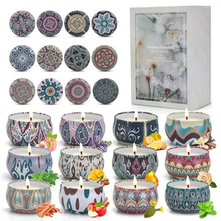YINUO LIGHT Duftkerzen Set,Duftkerzen Geschenkset für Frauen, 12 Stück Natürliches Sojawachs Aromatherapie Groß Kerzen, 240 Stunden Brenndauer,für Muttertag,Jahrestag,Geschenke Valentinstag