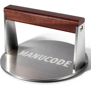 Manucode Edelstahl Smash Burgerpresse, 17cm,1000g Burger Smasher, Fleischbeschwerer für Steak