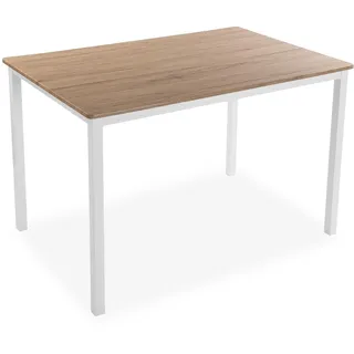 Versa Amaia Esstisch für Küche, Terrasse, Garten oder Esszimmer, Maßnahmen (H x L x B) 76 x 80 x 120 cm, Holz und Metall, Farbe: Weiß
