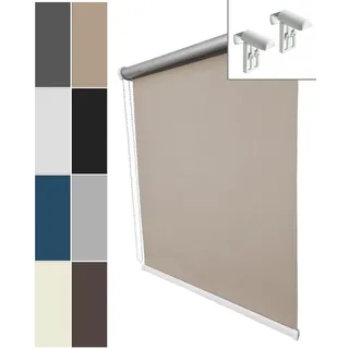 Verdunklungsrollo Thermo Rollo ohne & mit Bohren Sonnenschutz für Fenster Tür lichtundurchlässig B125 x H170 cm Stoff Schwarz, Klemmfix Verdunkelungsrollo Seitenzugrollo Kettenzugrollo Klemmrollo