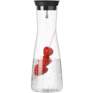 Leonardo Wasserkaraffe, Klar, Schwarz, Metall, Kunststoff, Glas, 1 L, 10.5x29.3x10.5 cm, Deckel, Kaffee & Tee, Kannen, Karaffen