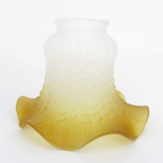 Lampenschirm antik-Stil weiß Glas Glasschirm kegelförmig Milchglas matt Jugendstil Gelb Braun