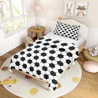 ENEN Bettwäsche-Sets Kinder Bettwäsche Set, Bettbezug mit Kissenbezug, 3D Fußball Kuschel Bettwäsche mit Reißverschluss Für Mädchen und Jungen (Kleiner Fußball,180x220cm)