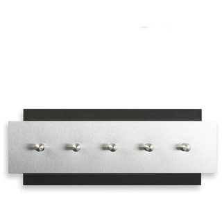 Kreative Feder Schlüsselbrett Designer Schlüsselbrett aus Holz und gebürstetem Aluminium, in modernem Metallic-Look mit 5 Edelstahl-Haken schwarz|silberfarben