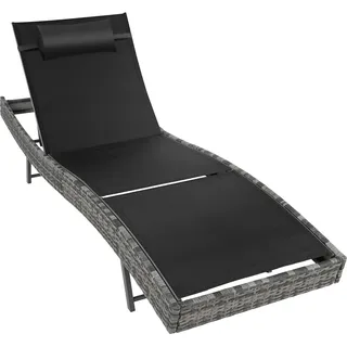 Tectake Rattan Sonnenliege Moana 211 x 68 x 94 cm Grau