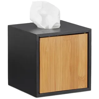 relaxdays Kosmetikbox 2 x Kosmetiktücherbox schwarz (2 St) braun|schwarz