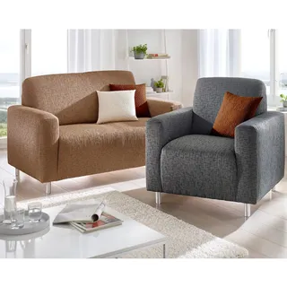 Hussen-Set Gr. 6, grau, 6 - Fernsehsessel-Husse, Kunstfaser, Hussen, Stuhlhusse Sofahusse Sesselhusse