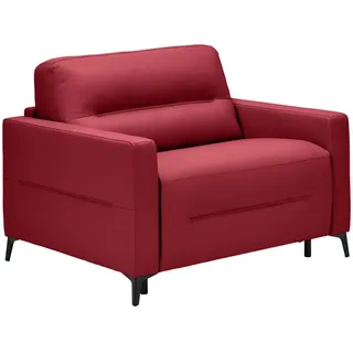 Novel Schlafsessel, Rot, Metall, Echtleder, Rindleder, Uni, 115x89x97 cm, Liegefunktion, Wohnzimmer, Sessel, Schlafsessel