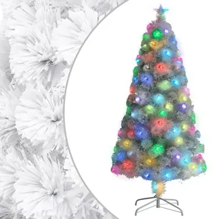 vidaXL Künstlicher Weihnachtsbaum mit Beleuchtung Weiß 120 cm