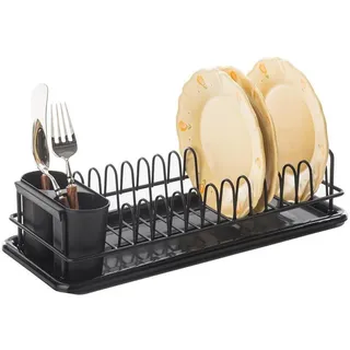LuxusKollektion Geschirrständer Abtropfgestell Haken Abtropfschale Spüle 12 41 x 17 x 10cm Schwarz schwarz