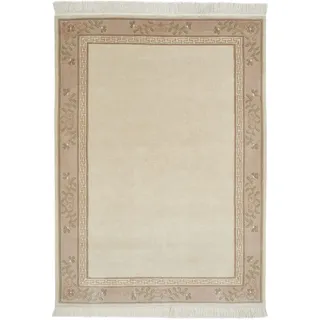 -LUXOR- living Teppich Gala handgeknüpfter Premium Teppich aus 100% Wolle - hochwertiger nachhaltiger Knüpfteppich 170 x 240 cm Creme