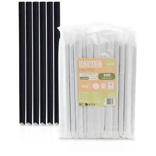 Sovie Bubble Tea Trinkhalm Schwarz aus Papier FSC®, Ø 12 mm x 23 cm, 100 Stück – Einzeln verpackt, dicke umweltfreundliche Papierstrohhalme für Bubble Tea & Shakes**