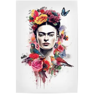 artboxONE Poster 75x50 cm Floral Frida Kahlo Flowers hochwertiger Design Kunstdruck - Bild Frida Kahlo bunt Creative