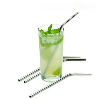 Kobert-Goods Edelstahl Strohhalme Trinkhalme für Smoothies Long-Drinks Party-Cocktails Strohhalme gebogen 5 Stück