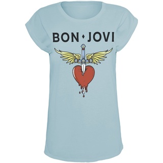 Bon Jovi T-Shirt - Heart & Dagger - S bis 3XL - für Damen - Größe L - blau  - Lizenziertes Merchandise! - L