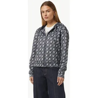 comma Sweatjacke Sweatshirt Jacke Sweat-Jacke mit Icon-Muster und Kapuze blau 34 EU