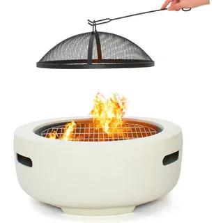 WILDLIFE FRIEND Feuerschale - Lagerfeuer Feuertisch - 55x30 cm - Edelstahl, Tragbar, Sicher, Schützender Feuerschirm, Einzigartiges Design - Feuerschalen Feuerkãrbe - Weiß