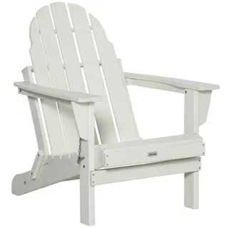 Outsunny Adirondack Gartenstuhl faltbar Gartensessel Gartenmöbel Balkonstuhl Weiß 75 x 87 x 93 cm -