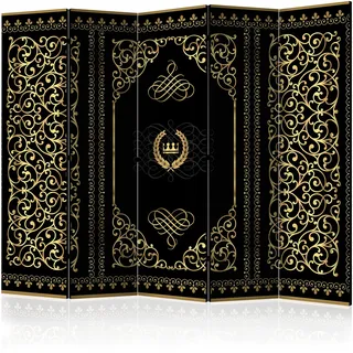 murando Raumteiler Mandala Ornament Oriental Foto Paravent 225x172 cm beidseitig auf Vlies-Leinwand Bedruckt Trennwand Spanische Wand Sichtschutz Raumtrenner schwarz Gold f-A-0126-z-c