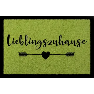 Interluxe Fußmatte mit Spruch - Lieblingszuhause - 40x60cm Fussmatte als Geschenk Einzugsgeschenk Türmatte Familie (Grün)