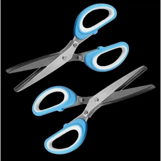BAYLI Pizzaschneider 2er Set - 5 Klingen Kräuterschere Küche aus Edelstahl, Mehrzweckscher