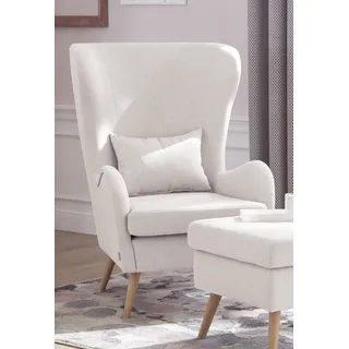 Sessel OTTO HOME "Salla auch in Fellimitat und Feincord, viele Bezugsarten, Ohrensessel", beige (creme), B:78cm H:118cm T:94cm, Struktur fein (100% Polyester), Sessel, Sessel, wahlweise mit oder ohne Hocker; großer Sessel: Maße B/T/H: 78/94/118cm