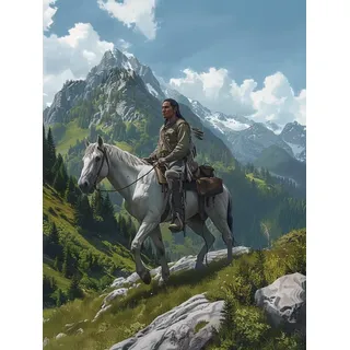Diamond Painting Indianer, 5D Diamond Painting Erwachsene Horse Bastelset, DIY Full Drill Diamant Malerei Set, Diamant Kunst Malerei Stickerei Mosaikherstellung, Deko Wohnzimmer, 30x40cm T-6387