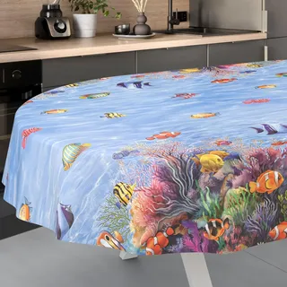 ANRO Wachstuch-Tischdecke abwaschbar Oval 200 x 140 cm Bunt