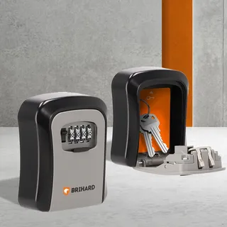Brihard Key Lock Box Outdoor Schlüsseltresor mit Zahlencode, wasserdichte Schlüsselbox mit Abdeckung, Safe Schlüsselkasten mit Code Zahlenschloss für Wandmontage, Tresor Schlüsselkasten