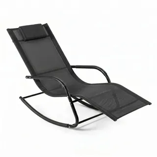 COSTWAY Schaukelstuhl, Sonnenliegen fur den garten, ergonomische Schwingliege schwarz