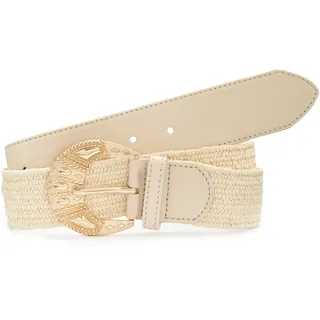 LASCANA Taillengürtel Stretchgürtel, Bauchgürtel, Schmuckgürtel, Gürtel für Kleid & Overall in moderner Bast-Optik mit Shaping-Effekt dank elastischem Material beige 85
