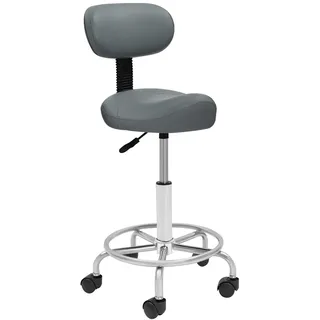Pinuox Sattelhocker Ergonomisch, Sattelhocker mit Rollen Rückenlehne Höhenverstellbar Arbeitshocker Drehhocker Bürohocker 360 ° Drehung Hocker Max Tragfähigkeit: 150 kg (Grau)