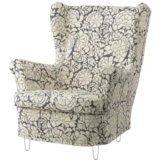IKEA STRANDMON Schonbezug für Ohrensessel Ribersborg dunkelgrau/beige Ribersborg dunkelgrau/beige