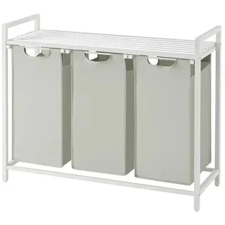 Wäschekorb   , creme , Stoff,Metall , Maße (cm): B: 92,5 H: 72