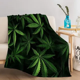 Grün Kuscheldecke Flauschig Fleecedecke Textur der Pflanzenblätter 150x200 cm Wohndecke Weiche Warme, Sofadecke, Gemütlicher Überwurf, Decke Couch Blanket, Sofa überwurfdecke