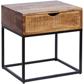 Riess-Ambiente Nachttisch IRON CRAFT 45cm Mangoholz mit Schublade Beistelltisch