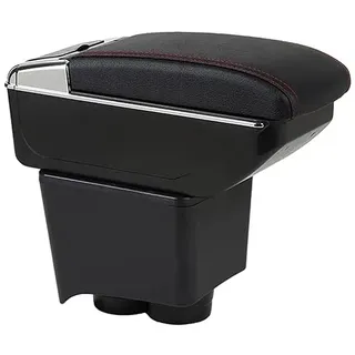 OYHCM Auto Mittelarmlehne für VW Polo 9N 3 2002-2009,mit Getränkehalter | Passend für VW Polo 9N 3 Armlehne,Klappbarer Getränkehalter,Doppelter Stauraum,PU-Leder,Montage ohne Bohren