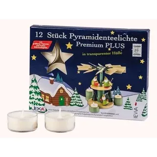 Rudolphs Schatzkiste Premium Pyramidenteelichte weiß, 12er Pack, mit transparenter Hulle Höhe: 1,5 cm, Ø 3,8 cm NEU Kerze Wachskerze