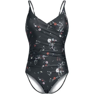 Vive Maria - Rockabilly Badeanzug - Dancing Flower Swimsuit - XS bis S - für Damen - Größe S - schwarz - S